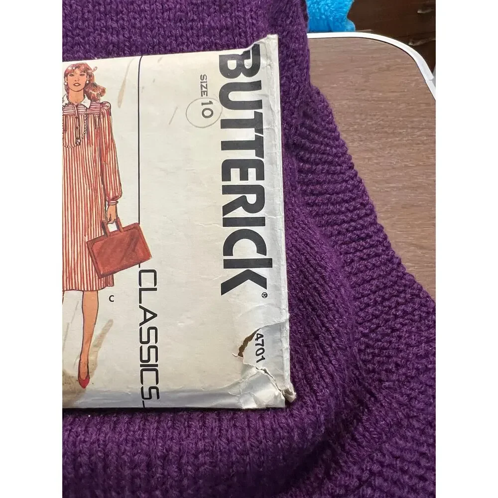 Butterick Sewing Pattern 4701 dress puff sleeve straight skirt 1980s size 10